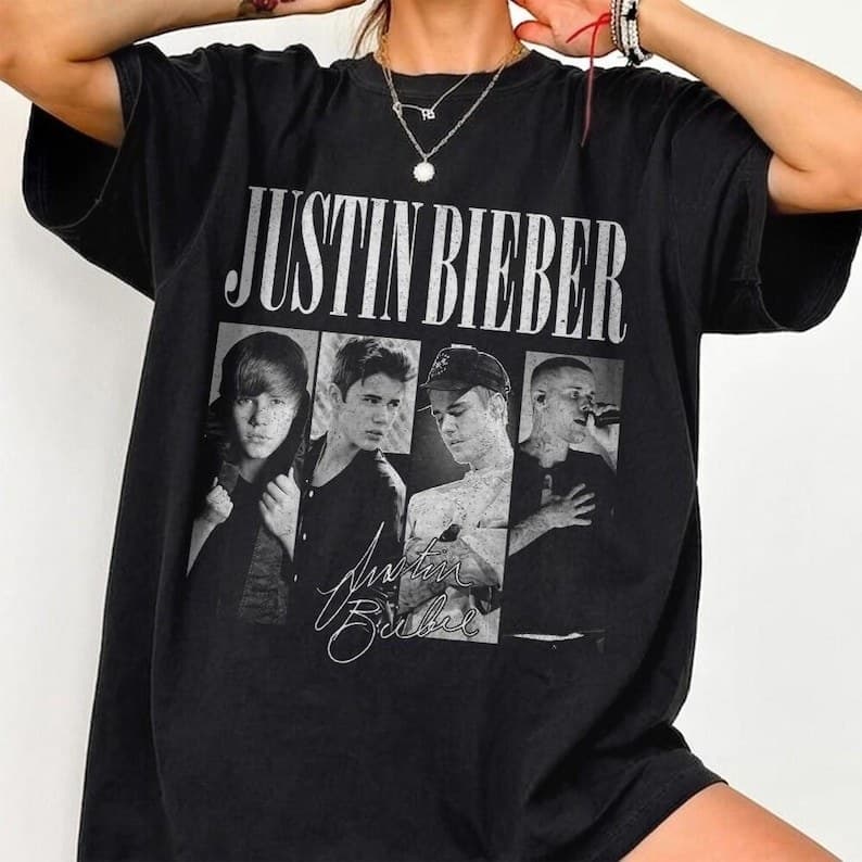 「BR.Moonlight」Camiseta Unissex Justin Bieber Banda Música Estampa Swag Linda Confortável Moderna Casual