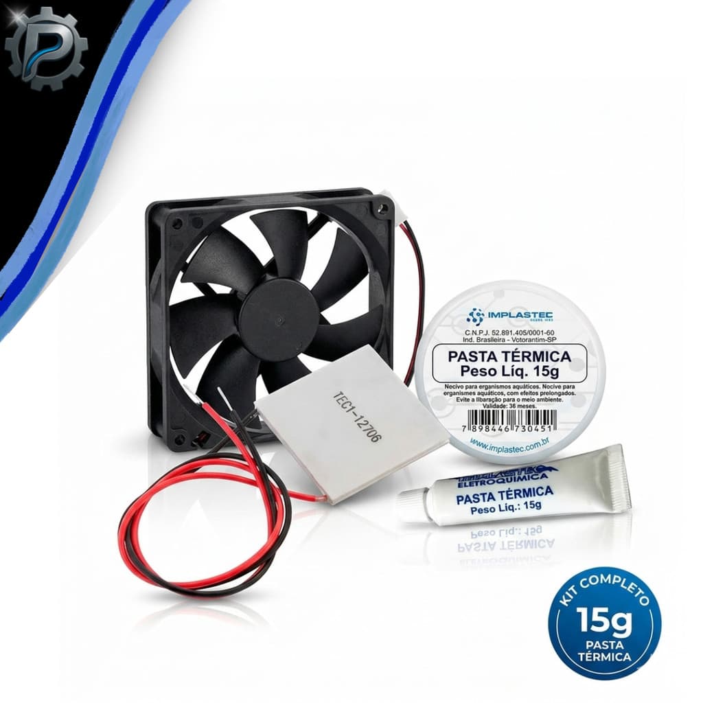 Kit Cooler Ventilador + Placa Peltier + Pasta Térmica Purificador Bebedouro