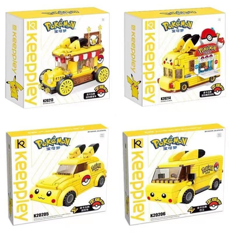 Tomy Anime Pokemon Pikachu Mini Cartoon Elf Ball Carro De Bolas De Elfo Blocos De Construção De Caminhões De Comida Tijo