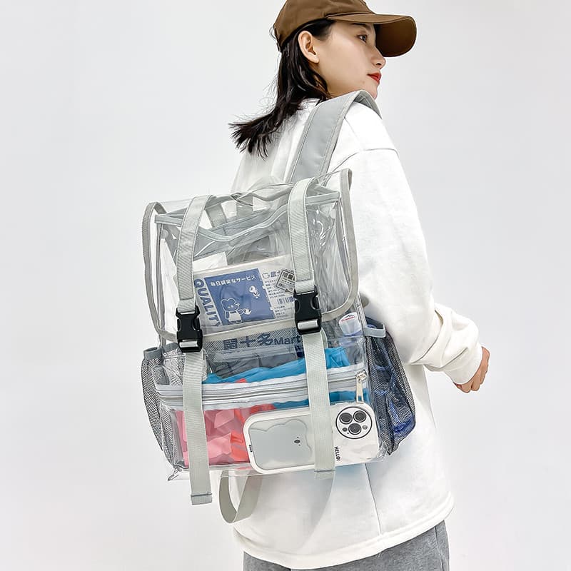 Bolsa de viagem 2024 novo estilo saco de geléia masculino estudante PVC saco de escola feminino mochila grande capacidad