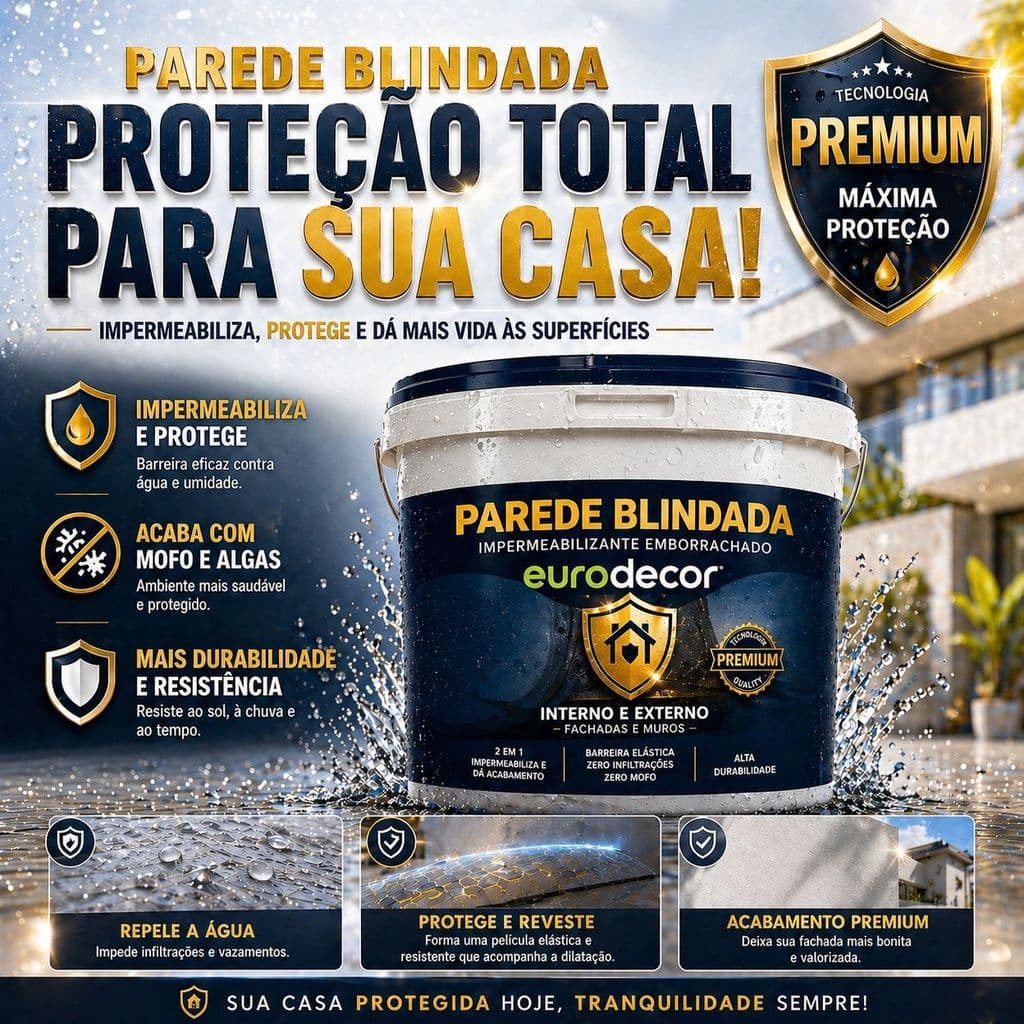 Tinta Emborrachada 18KG 12KG ou 10KG Parede Blindada Impermeabilizante Antimofo Hidrorepelente