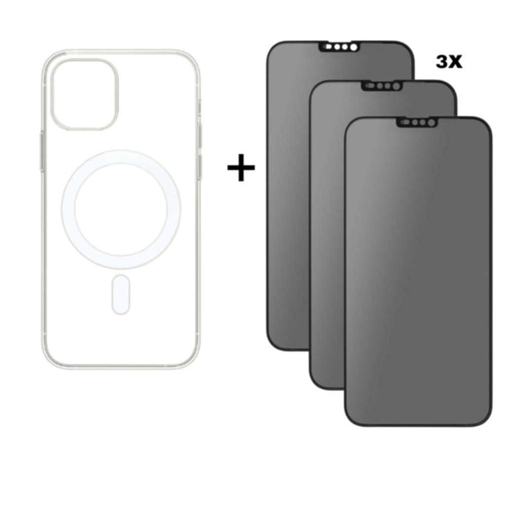 Kit 4em1 Capa MagSafe + 3X Película Vidro 3D Privacidade iPhone 11 ao 16 Pro Max - Avatar