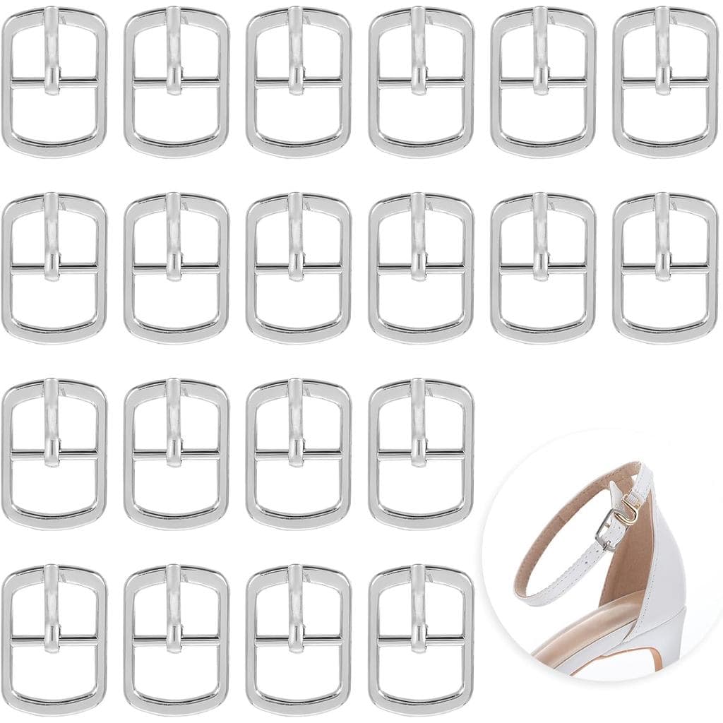 20 peças de fivelas de metal para sapatos, fivelas de pino único, fivelas deslizantes ajustáveis, fivela de rolete multi