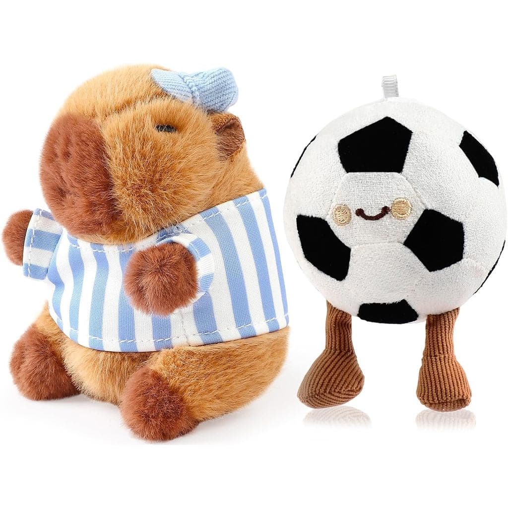 2PCS Chaveiro de Pelúcia Capivara, Chaveiro de Animal Fofo para Mochilas, Pingente de Pelúcia Macio com Acessórios de Ve