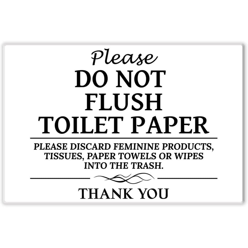 Por favor, não descarte o papel higiênico, Sinal de Descarte de Papel Higiênico em Acrílico Espesso Autoadesivo, Ideal p