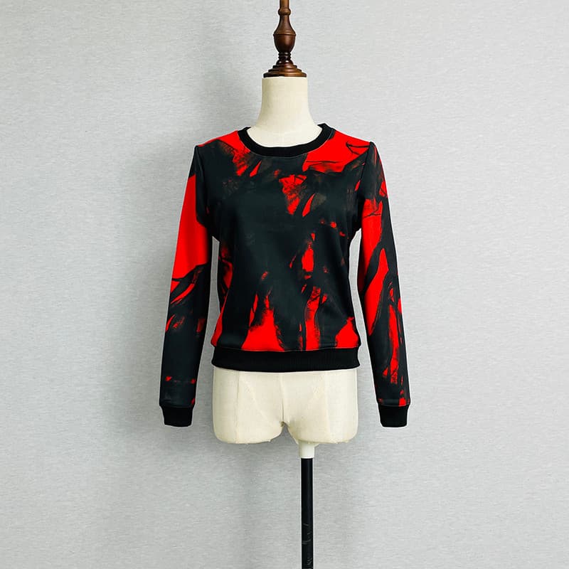 Comércio exterior pedido Original impresso manga comprida camiseta feminina 2021 outono espaço algodão estiramento fino-