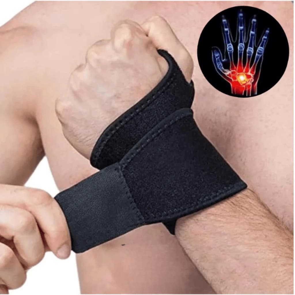 Munhequeira Tensor de Pulso Anatômica Ajustável Preta Tensão Anatômica Flex Tendinite Pulso
