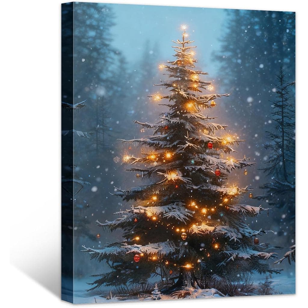 Quadros de Natal emoldurados para decoração de parede, estampas vintage de pinheiros, arte em tela de Natal de inverno p