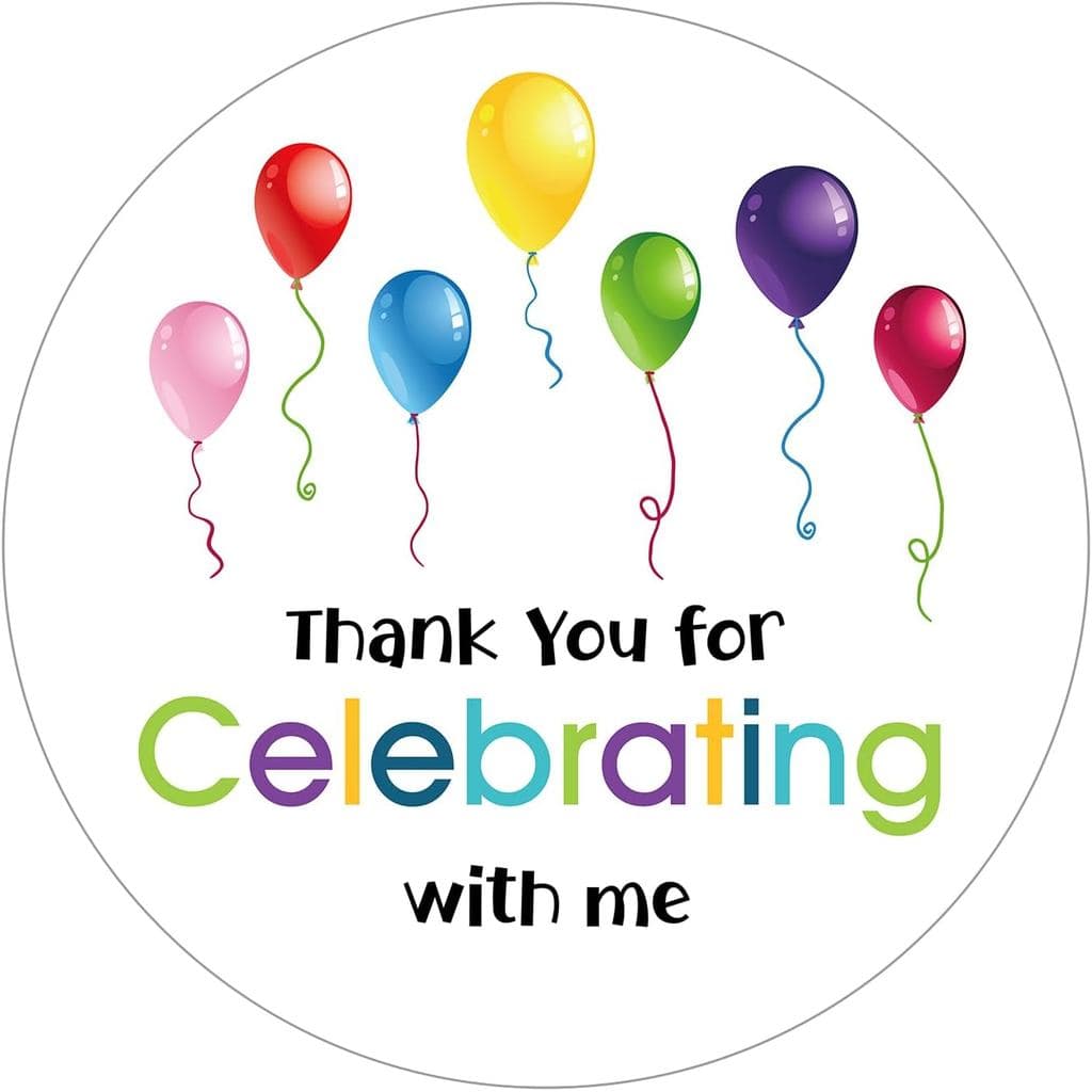 jijAcraft 60PCS Thank You for Celebrating with Me Sticker - 2Inch Thank You Stickers with Boho Balloon - Thank You Stick