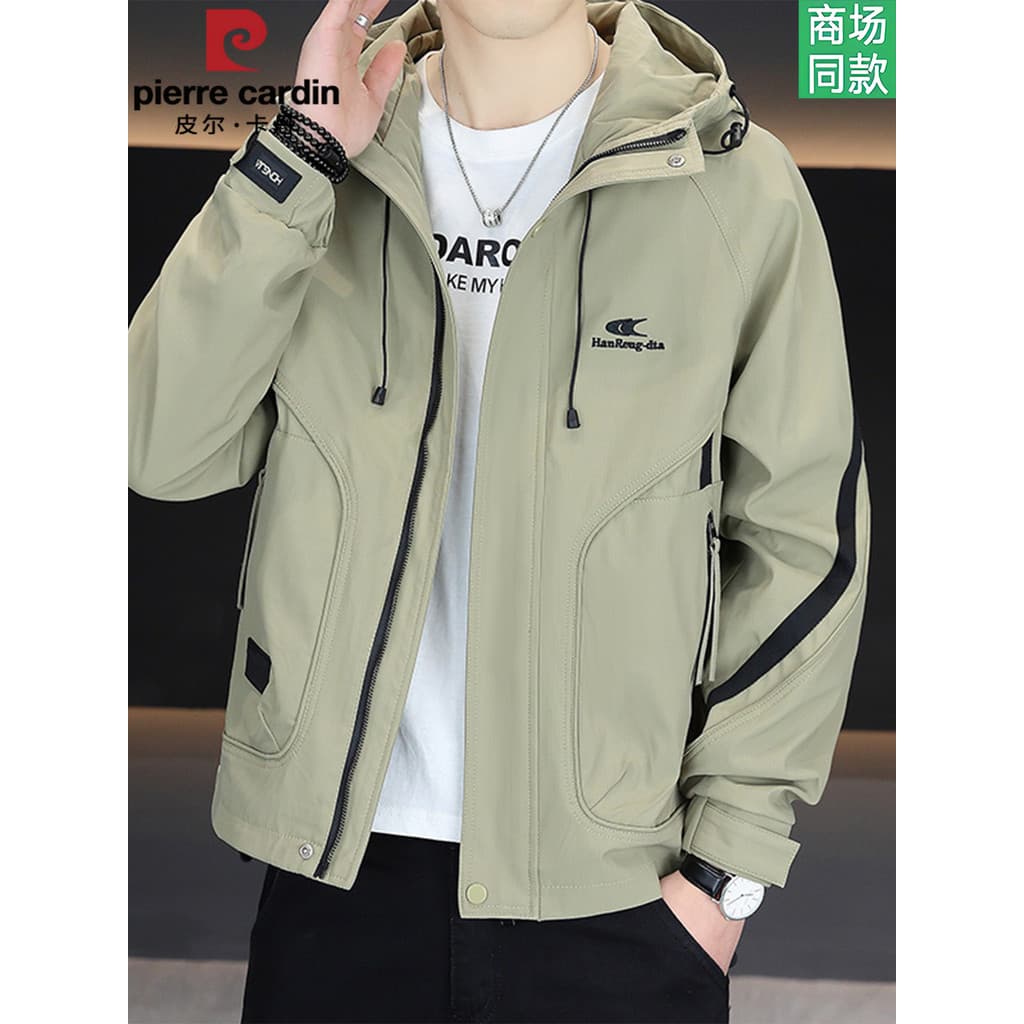 Pierre Cardan Jaqueta Casual Com Capuz Masculina Primavera Outono Jaqueta Masculina All-Match Jaqueta Top