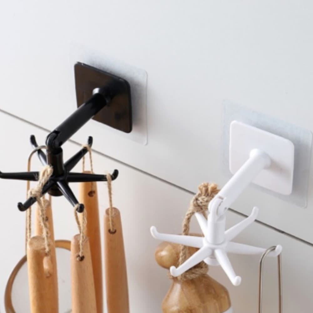 Ganchos Giratórios 360° com Adesivo – Organize Utensílios sem Furar a Parede - WYL