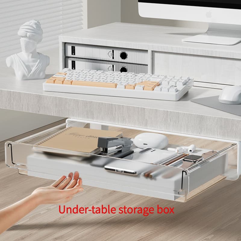 Caixa de armazenamento sob a mesa estilo gaveta, caixa de armazenamento invisível de grande capacidade para escritório s