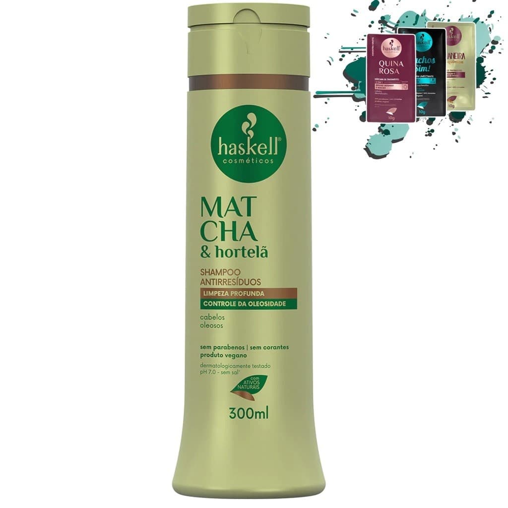 Shampoo 300ml Antirresíduo Matcha e Hortelã  Haskell