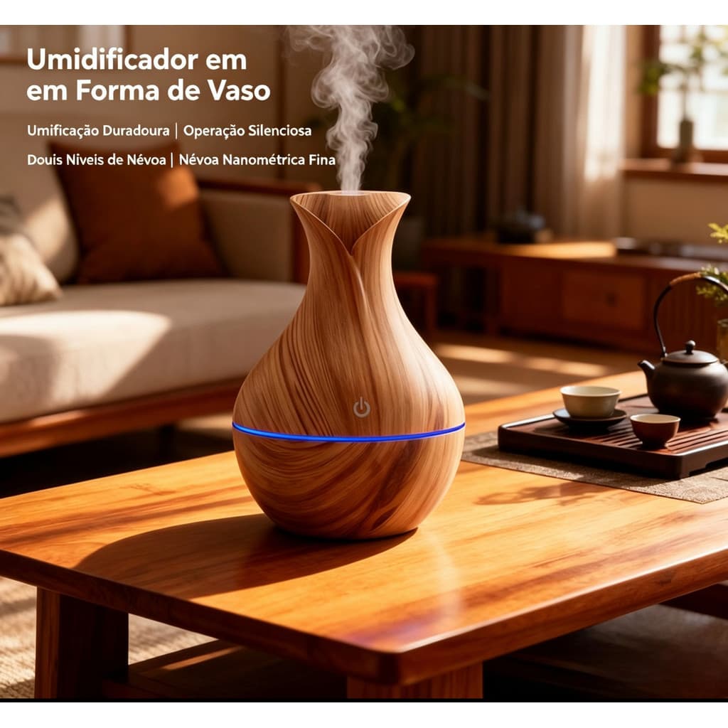 Umidificador de vaso de grãos de madeira, difusor de Aroma, usb, carro, doméstico, luz noturna colorida, umidificador si
