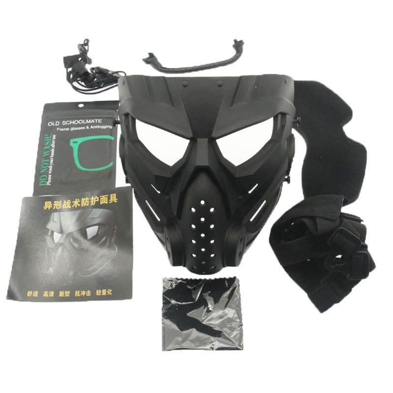 Máscara de ventilador militar ao ar livre proteção completa jogo proteção facial meia face máscara de proteção bucal len