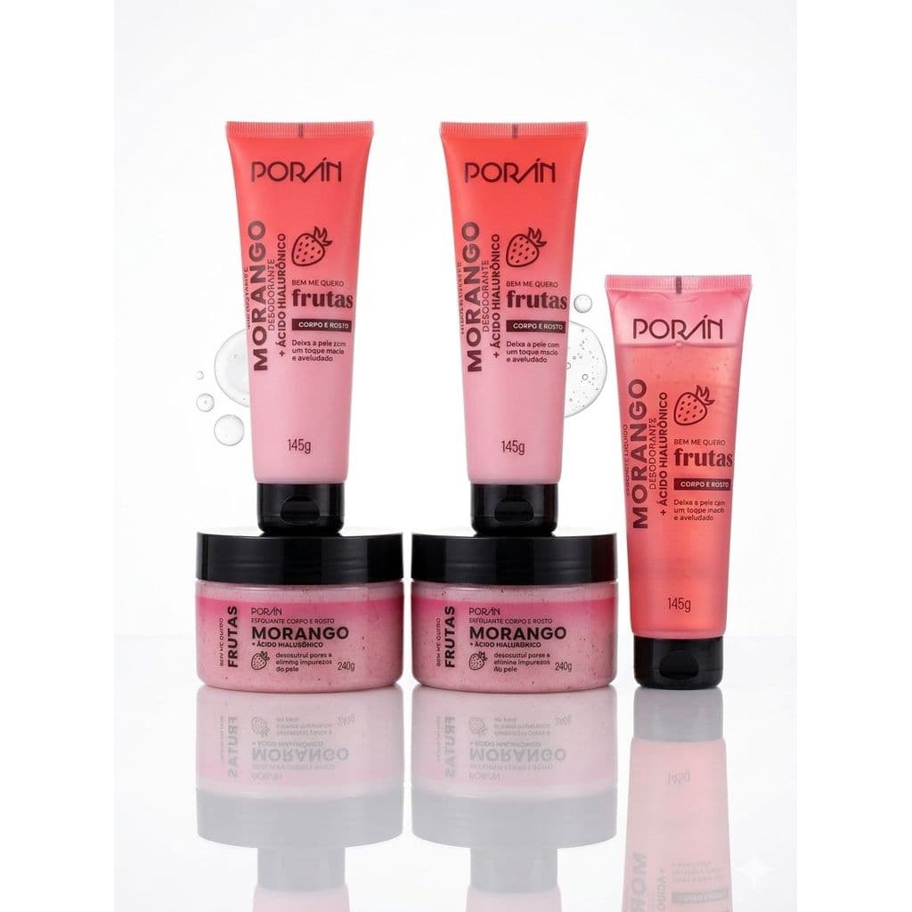Escolha seu Kit Skin Care Completo Cuidados Com Pele Rosto Corpo Morango Hidratante Esfoliante Sabonete