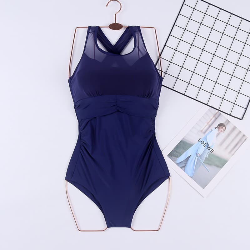 Pequeno com desconto verão senhoras maiô de uma peça elegante capa plissada barriga mais magro olhar maiô fixo Che