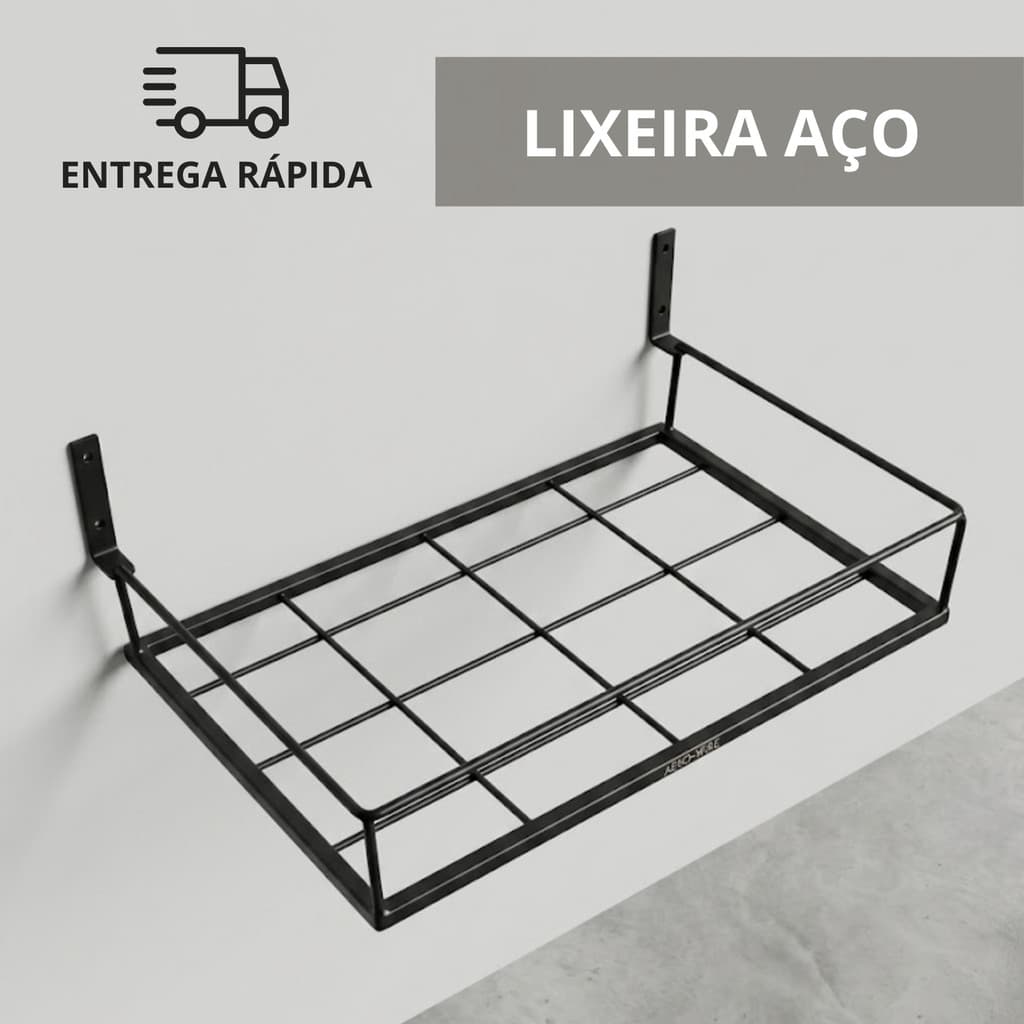 Lixeira Externa Para Parede Muro Grade Portão Anticorrosiva Dobrável Preta Resistente Saco De Lixo