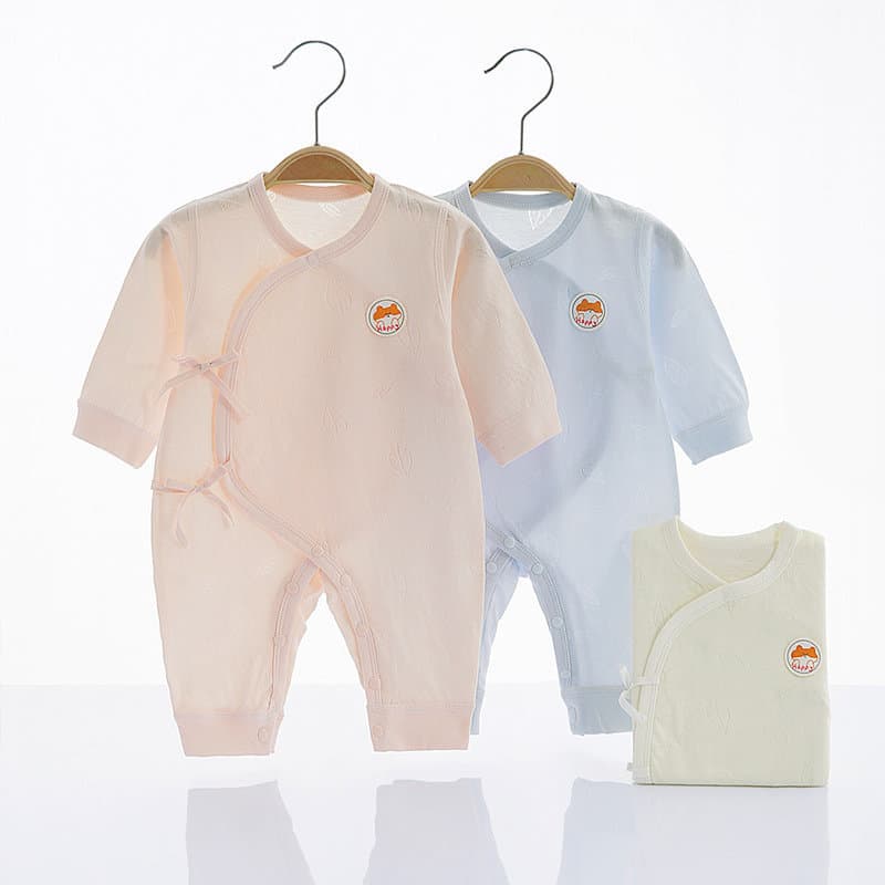 Recém-nascido estilo fino macacão verão ar condicionado roupas outubro-março bebê rendas macacão bebê desossado
