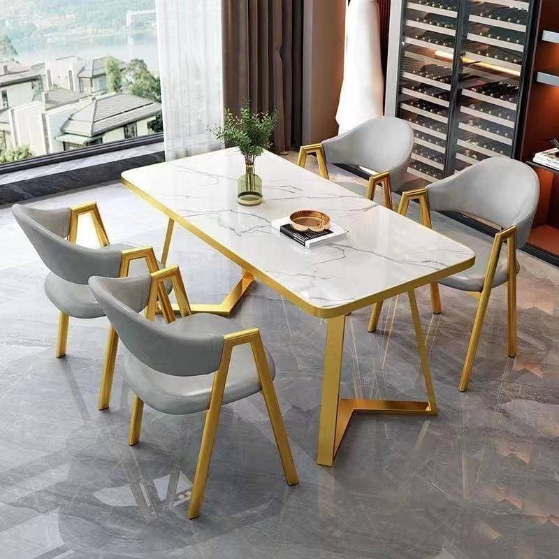Conjunto de combinação de cadeiras de mesa de jantar doméstica Leite Loja de chá Recepção Negociação Cadeira de mesa con