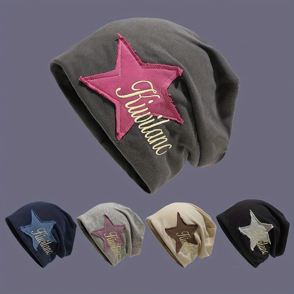 Gorro Unissex de Moda com Bordado de Estrela, Elástico e Leve BOKH*-&& ----
