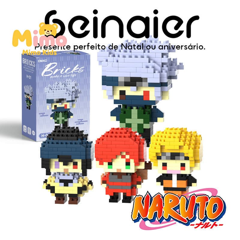 Mini Estatuetas Naruto Montáveis, Blocos Construtivos Presente Infantil