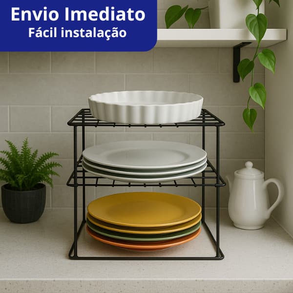 Organizador De Prato Quadrado Luxo Aço Aramado (MAFF)