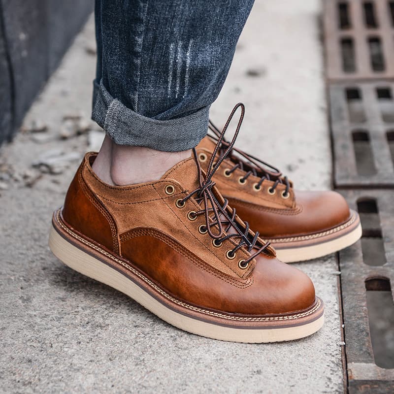 Ami cáqui americano Retro angustiado macacão de cano baixo Martin sapatos estilo britânico Casual dedo do pé redondo sap