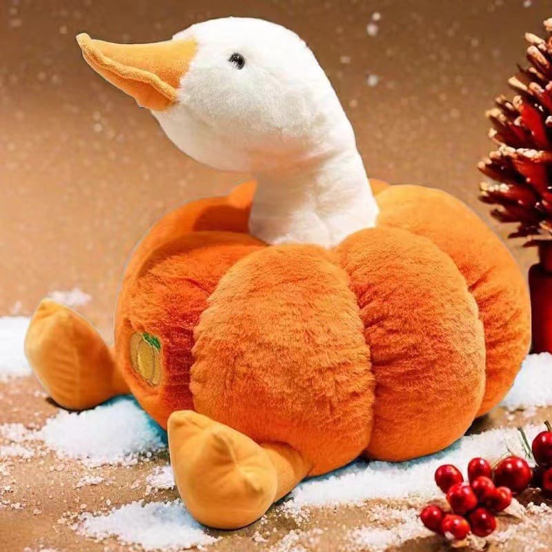 Almofada de Pelúcia Criativa em Forma de Ganso Abóbora Engraçada de 27cm, Brinquedo de Pelúcia Fofo para Carro