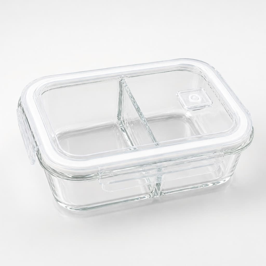 Marmita de Vidro Hermética 1000ml com 2 Divisórias – Pote Porta Alimentos