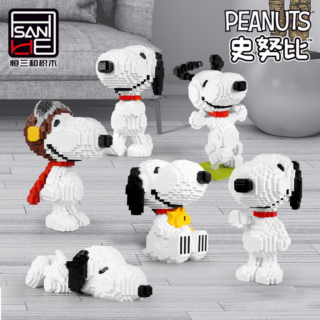 Snoopy Cartoon Series Bloco de Construção Figuras Presentes Criativos para Crianças e Meninas