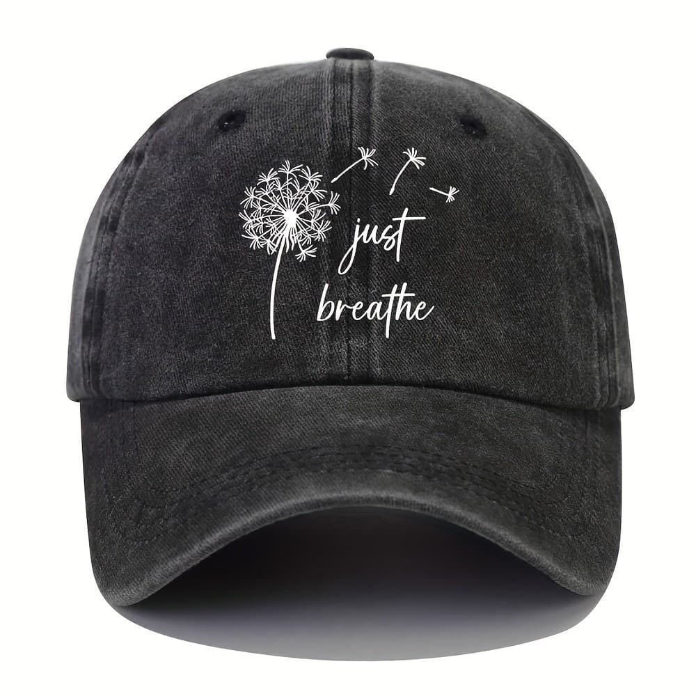 Boné Casual Estampado com Dente-de-Leão, Cor Sólida, Efeito Desgastado, Estilo Dad Hat**-*&******* ----- *&-&*&***-&