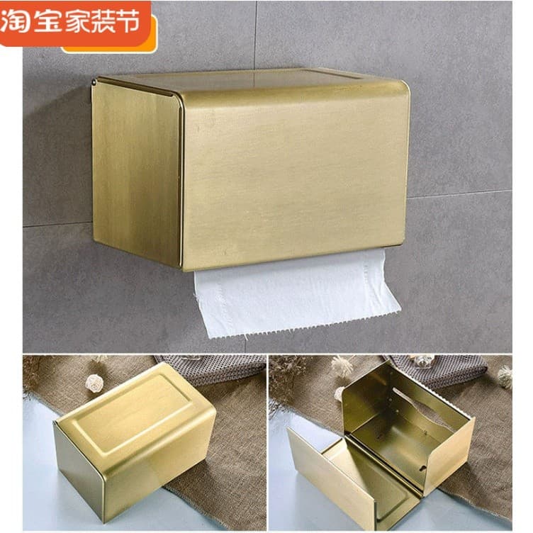 Caixa de tecido higiênico dourado prateleira caixa de papel higiênico banheiro suporte de papel higiênico fixado na pare