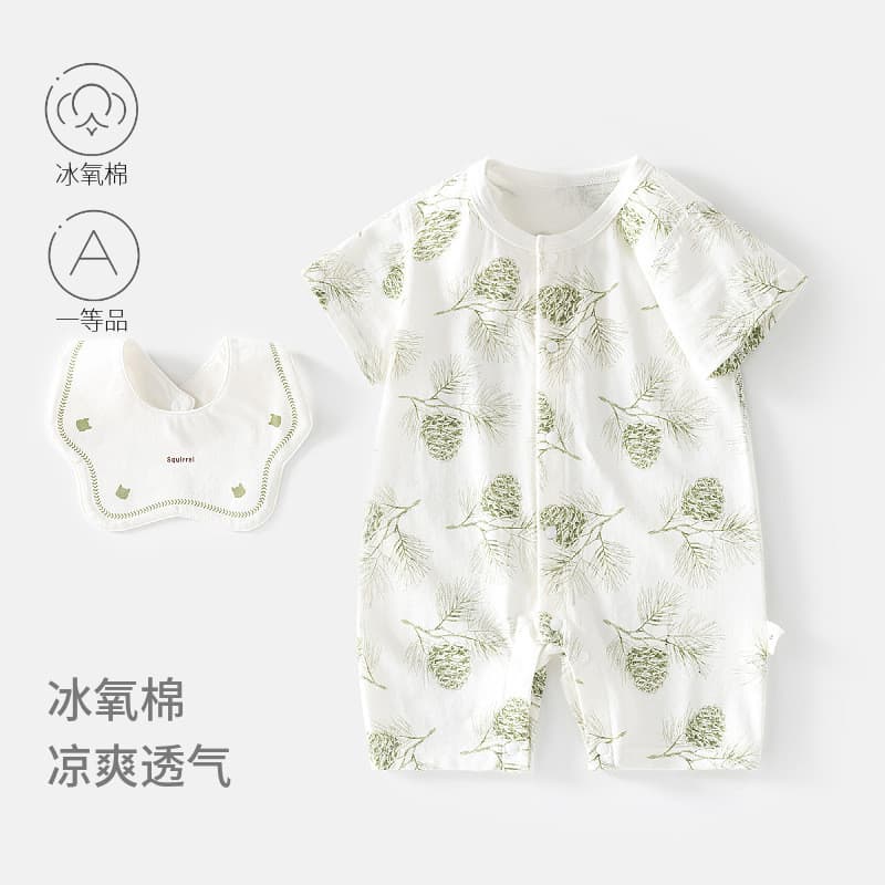 Bebê verão macacão de manga curta bebê gelo oxigênio algodão estilo fino macacão bebê ar condicionado roupas macacão bab