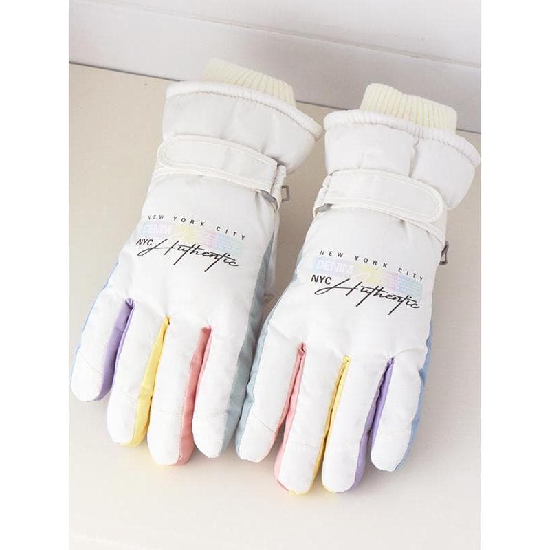 Luvas de esqui femininas inverno grosso pelúcia ao ar livre quente resistente ao frio impermeável Anti-deslizamento bond