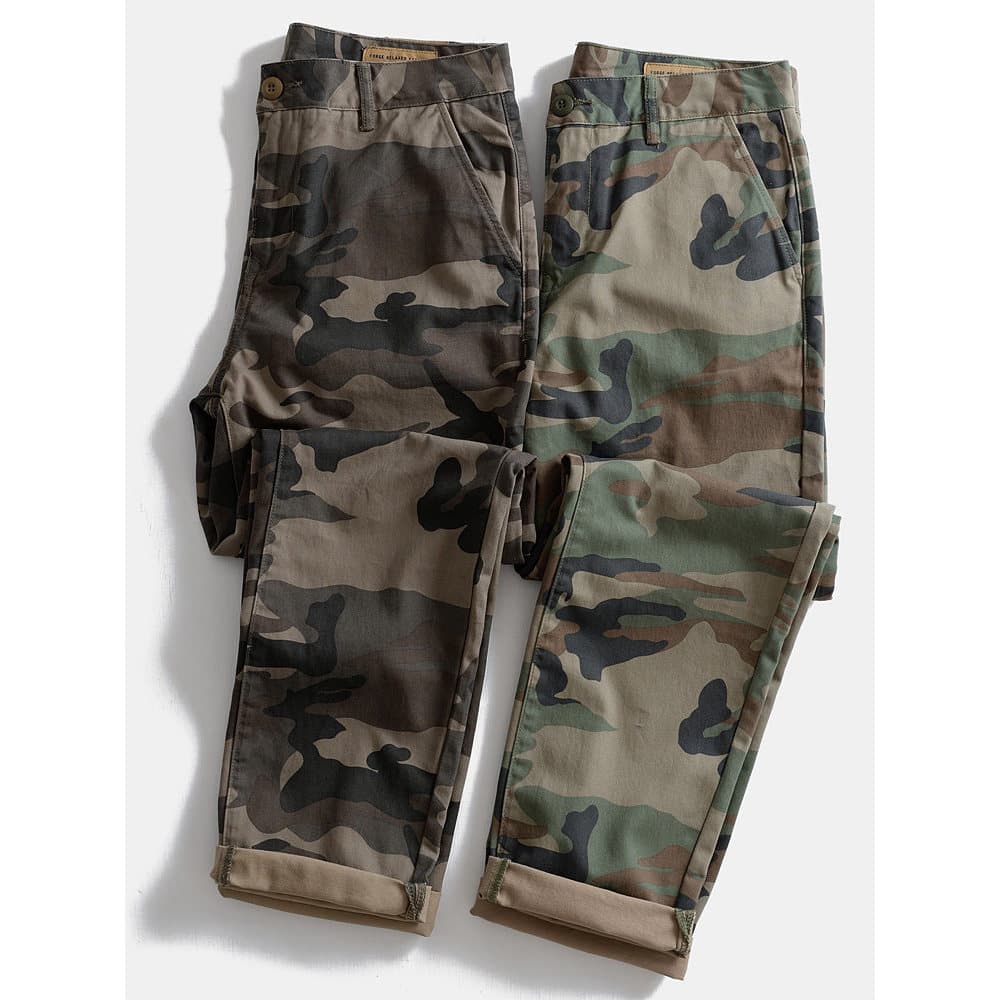 Calças camufladas retas soltas masculinas pesadas outono inverno macacão de algodão puro lavado ao ar livre calças compr