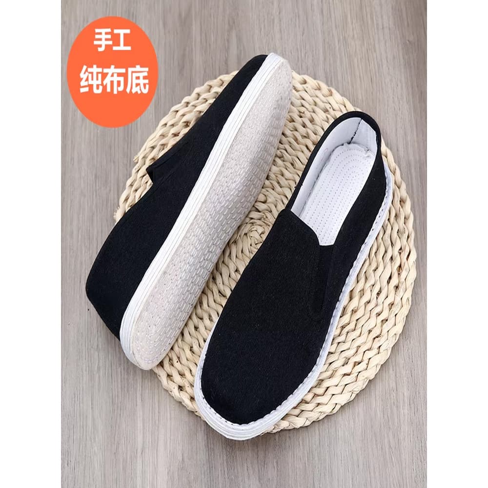 Sapatos de pano antigos de Pequim masculinos de sola macia antiderrapante sapatos de pai idoso primavera outono estilo r