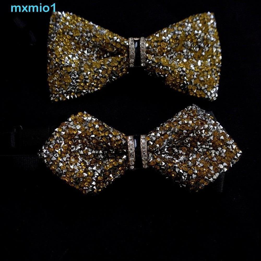 MXMIO1 Gravata Borboleta De Cavalheiro , Ajustável Com Gola De Strass E Flor , Acessório De Terno Masculino Estilo Britâ
