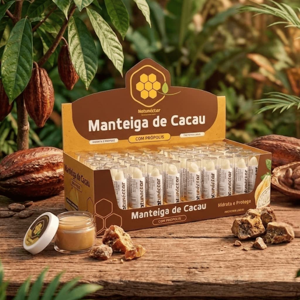 Display Protetor Labial Hidratante Manteiga de Cacau com Própolis Bastão - 50 Unidades Protege