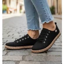 Tenis Feminino Lona Casual Detalhe Corda Leve Confortável Novidade #griffsperola