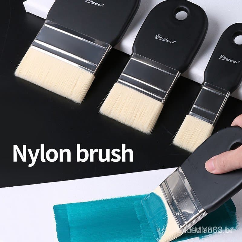 Pincel de nylon, pincel de ponta plana para pintura a óleo, pintura acrílica e aquarela, ferramentas, materiais de arte.