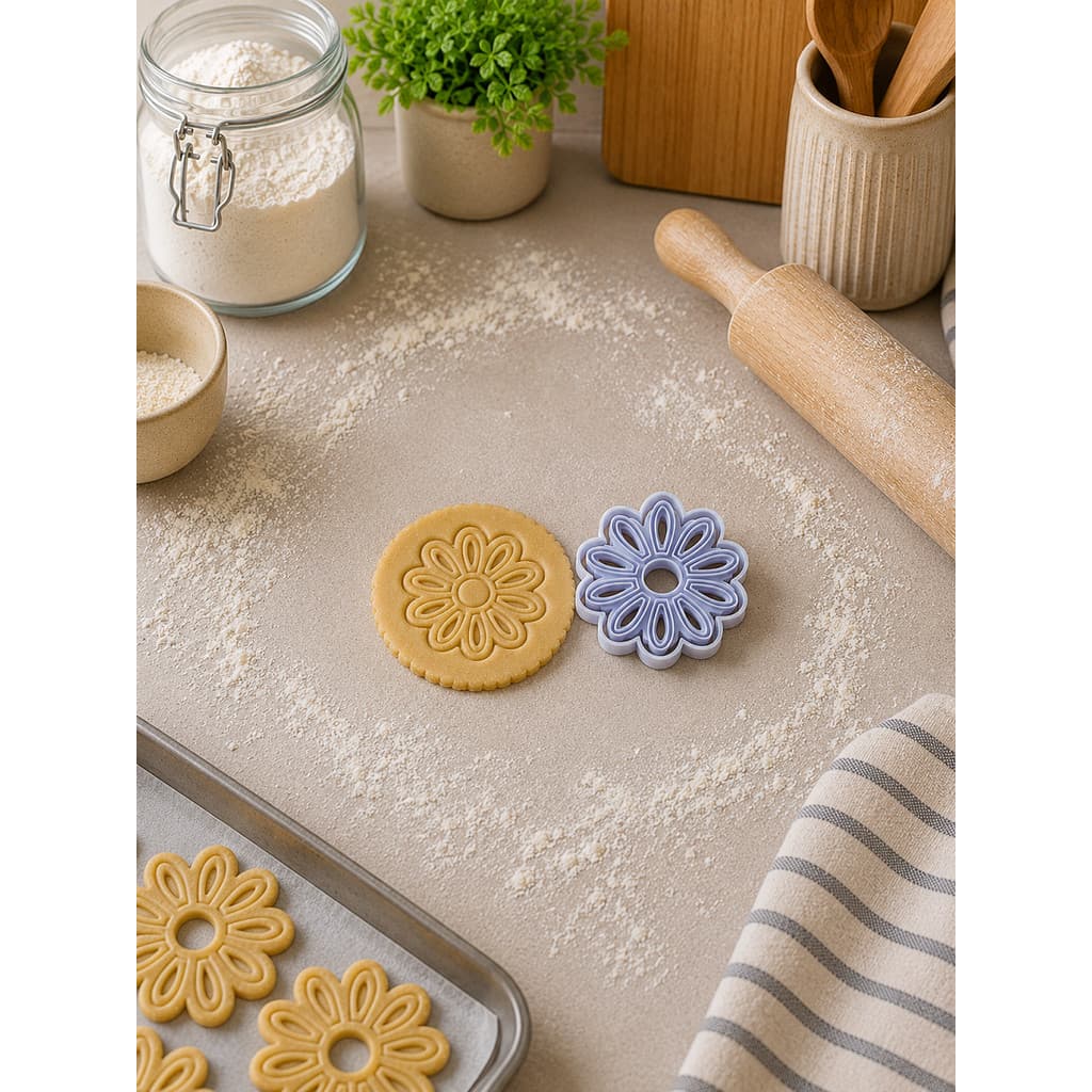 Cortador e Marcador de Biscoito | Pasta Americana | Massinha 3D - FLOR | Cookie Cutter