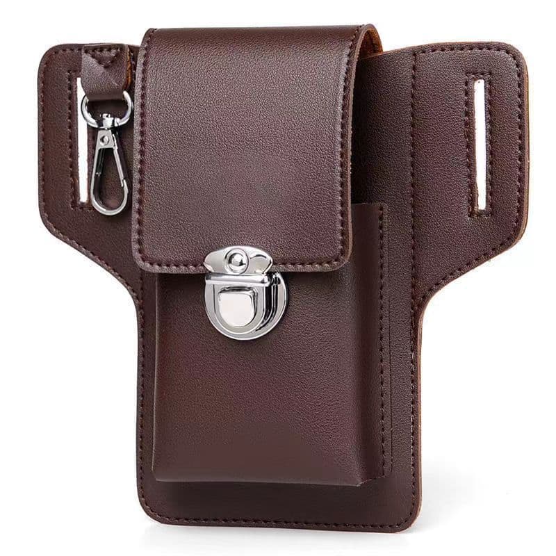 Bolsa de couro macio para celular, porta-cartões, multifuncional, canteiro de obras masculino, capa de couro para trabal