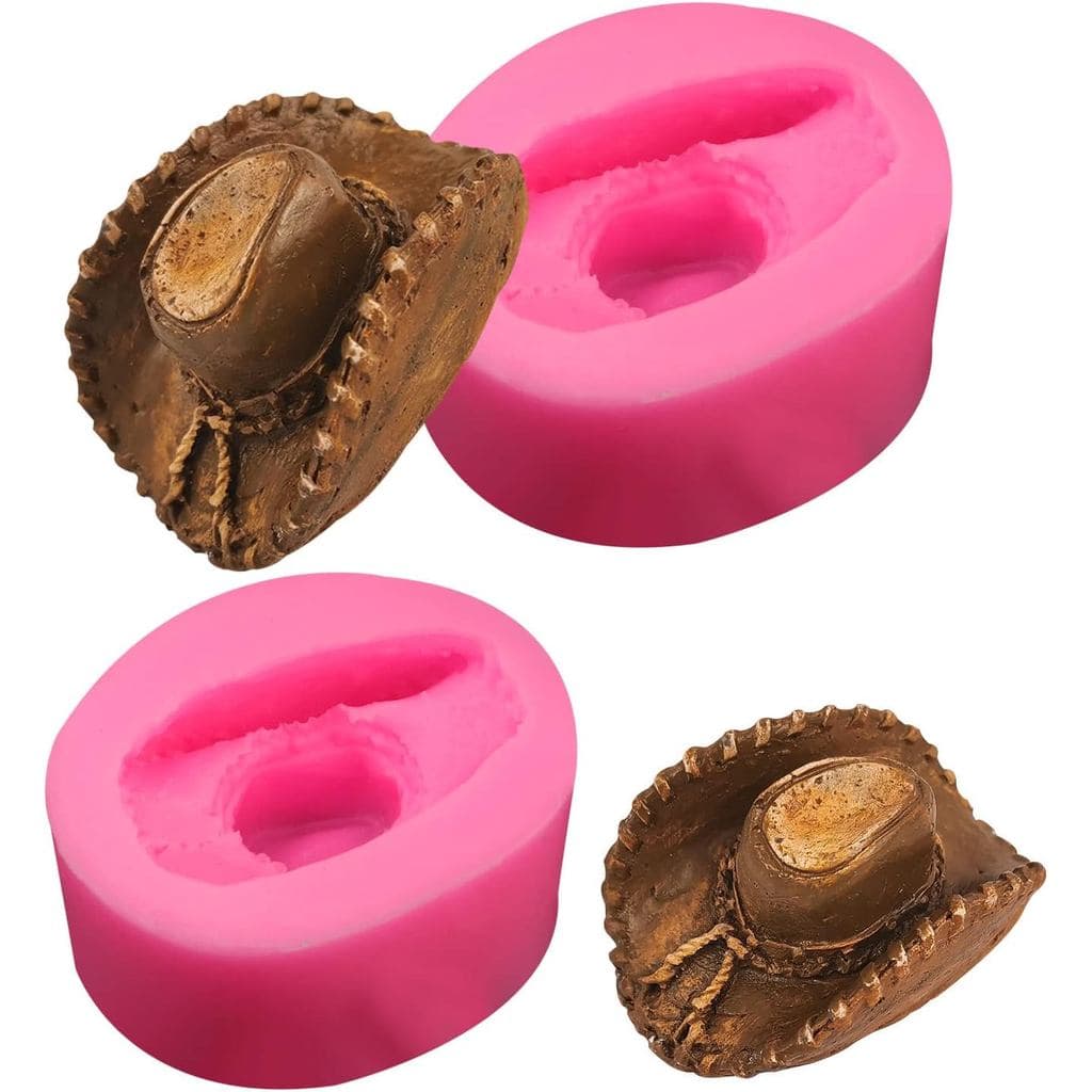 2 Peças de Molde de Silicone em Forma de Chapéu de Cowboy, Molde de Silicone com Tema de Cowboy para Fondant, Molde de C