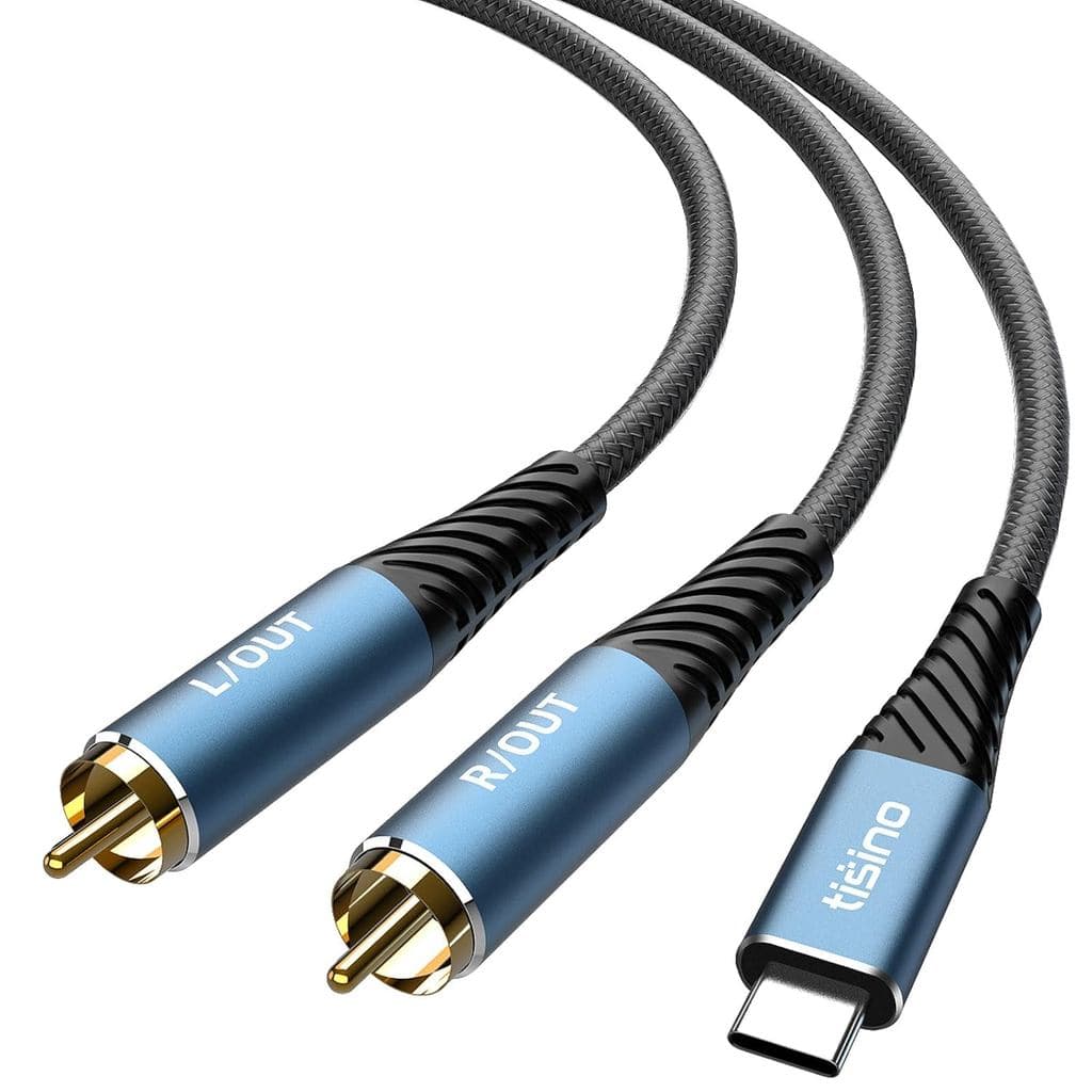 Cabo de Áudio Tisino USB C para RCA - 1m, Divisor RCA 32bit/384kHz, Cabo Estéreo USB Tipo C para iPhone 16 15 Series, La