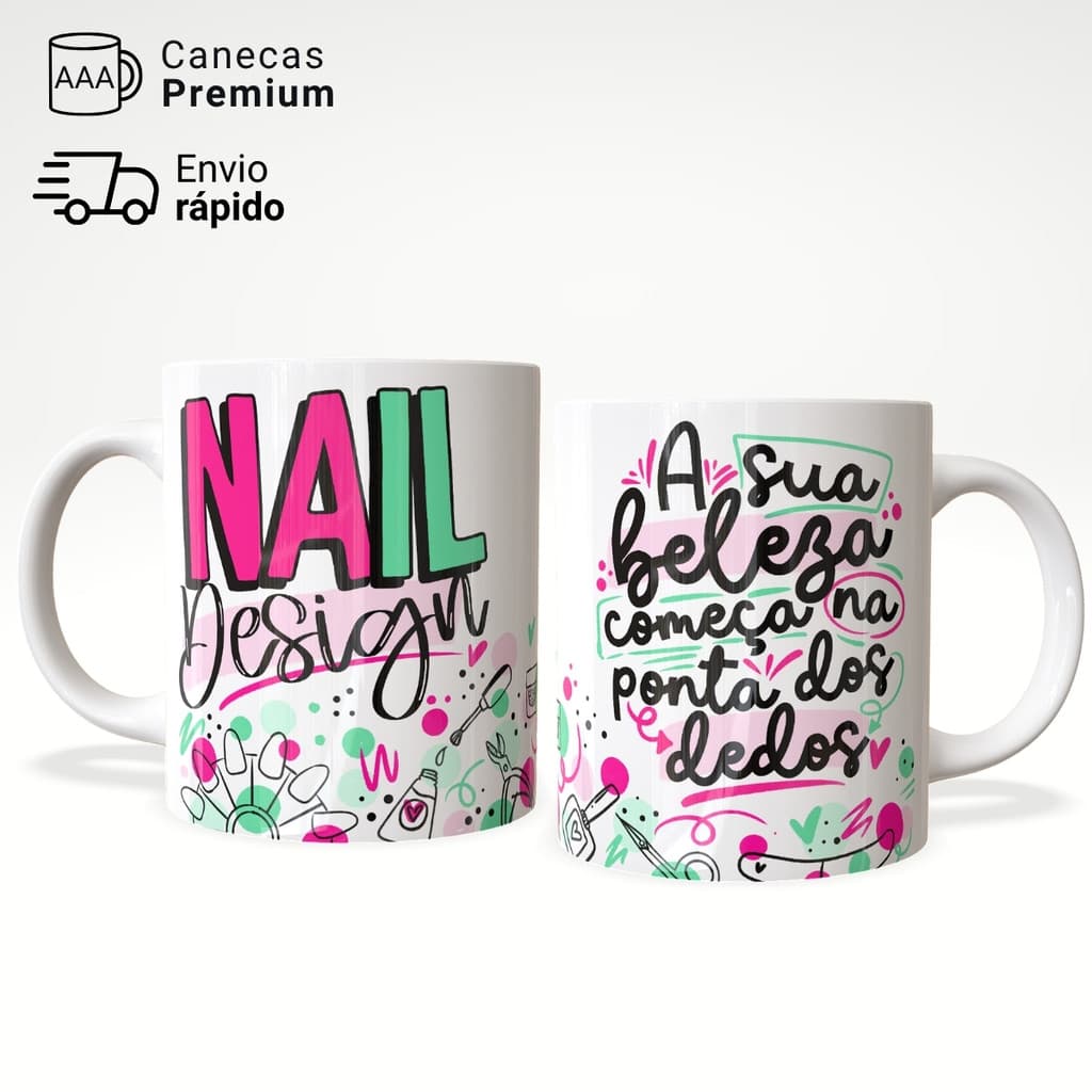 Caneca Profissão Nail Designer Manicure Presente 325ml JURO