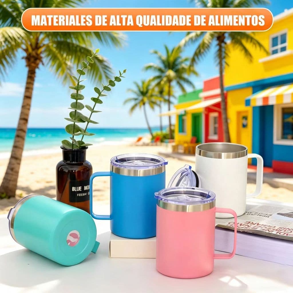 Caneca Térmica Quente ou Frio com Alça 360ML Com Tampa