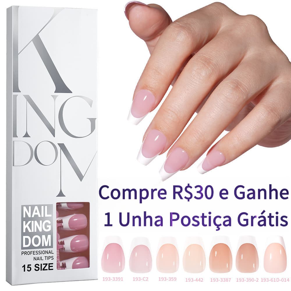 Manicure francesa lisa e brilhante Falso Prensa Em Dicas De Capa Cheia