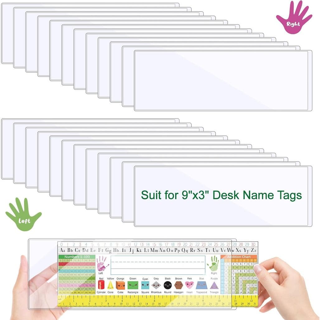 Meetory 25 Peças 9,5” x 3,4” Porta-etiquetas Transparentes Reutilizáveis, Material Reforçado e Espesso, Autoadesivo para