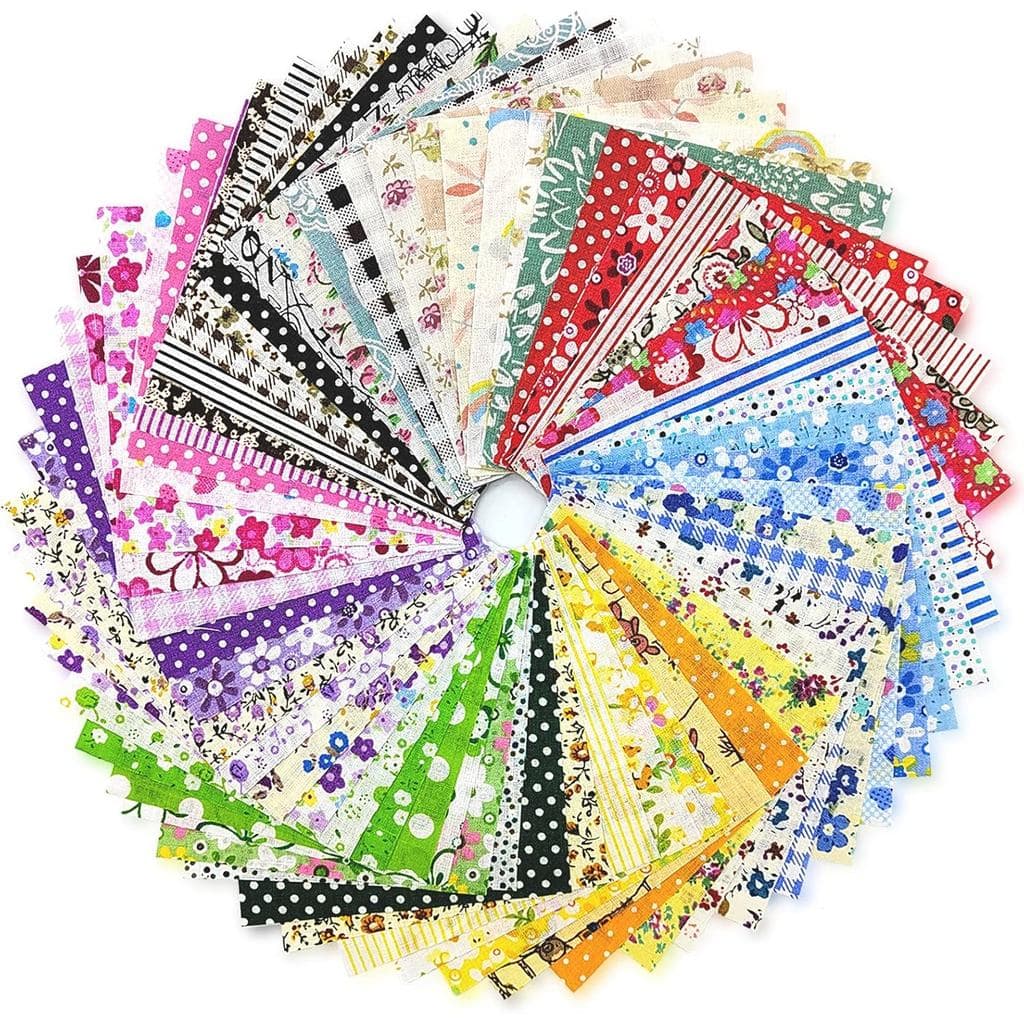 120 Peças de Quadrados de Tecido de Algodão 4'' x 4'', Kit para Costura, Quilting e Scrapbooking DIY